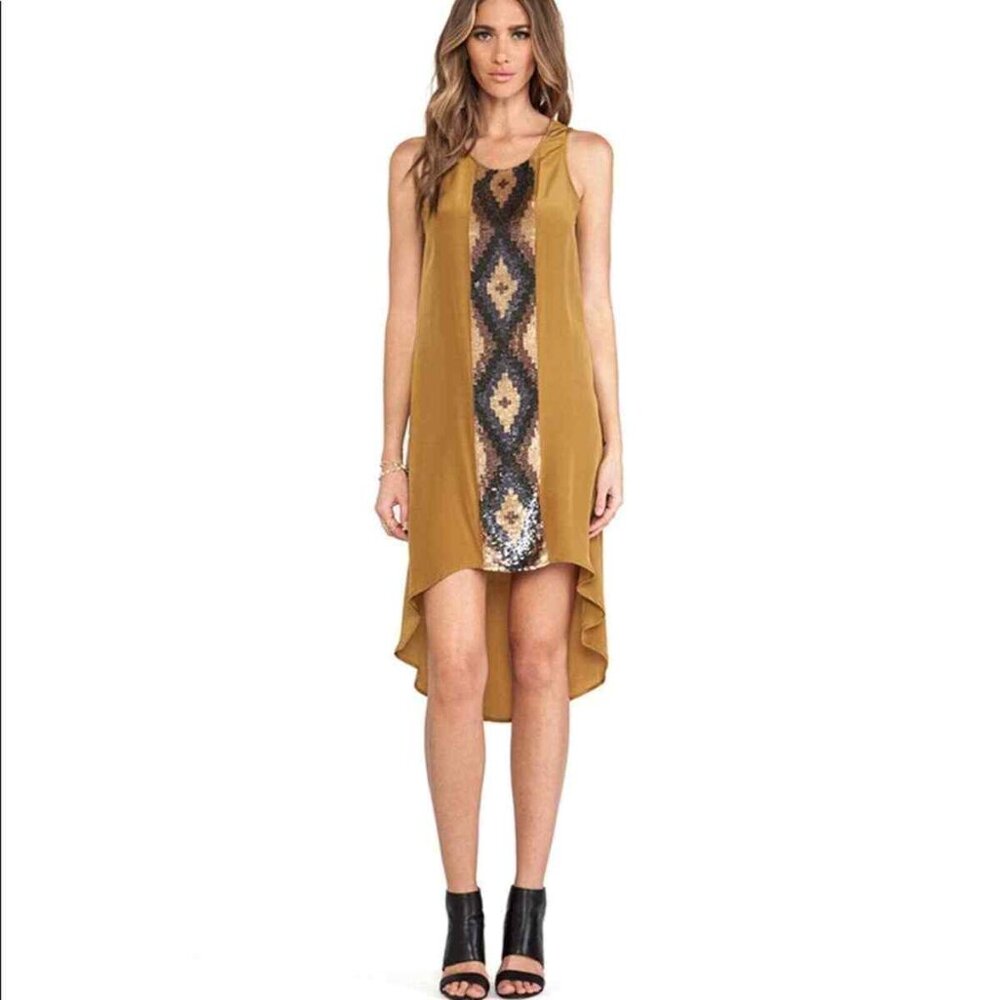 Haute Hippie Moss Hi-Lo Embellished Silk Dress size XS